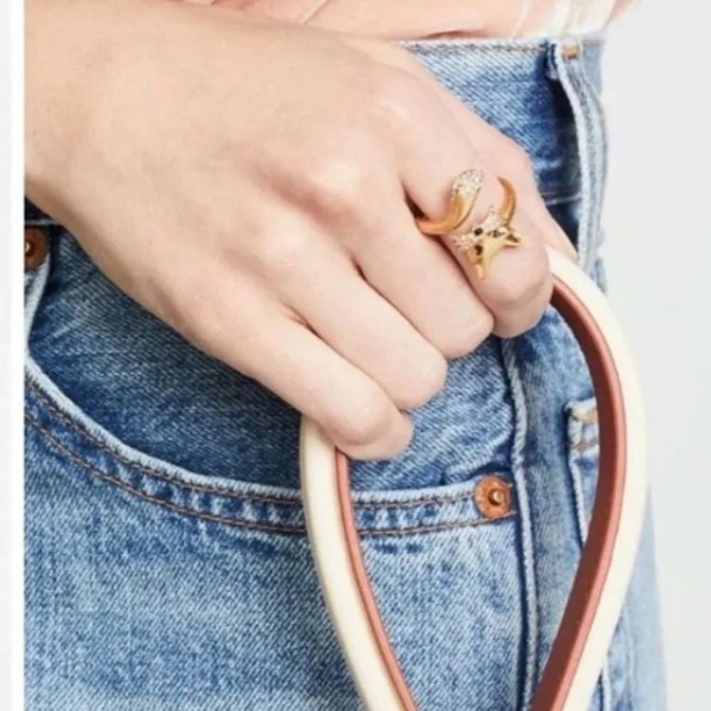 kate spade gold fox ring with crystal accents
